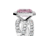 White gold Fancy Pink Emerald  Cut Halo Split Shank Prong Setting Ring_18