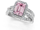 White gold Fancy Pink Emerald  Cut Halo Split Shank Prong Setting Ring_25