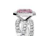 White gold Fancy Pink Emerald  Cut Halo Split Shank Prong Setting Ring_42