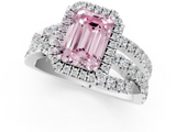White gold Fancy Pink Emerald  Cut Halo Split Shank Prong Setting Ring_62