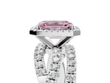 White gold Fancy Pink Emerald  Cut Halo Split Shank Prong Setting Ring_66