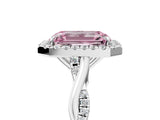 White gold Fancy Pink Emerald Cut Halo Twist Band with Four-Prong Setting_17