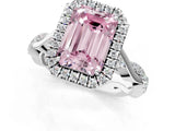White gold Fancy Pink Emerald Cut Halo Twist Band with Four-Prong Setting_73