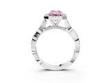 White gold Fancy Pink Emerald Cut Halo Twist Band with Four-Prong Setting_75