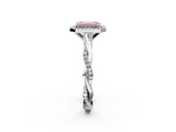 White gold Fancy Pink Emerald  Cut Halo Twisted Band Four-Prong Ring_24