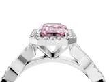 White gold Fancy Pink Emerald  Cut Halo Twisted Band Four-Prong Ring_26