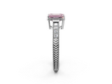 White gold Fancy Pink Emerald  Cut Milgrain Channel Set Engagement Ring with Solitaire Prong Setting_75