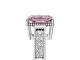 White gold Fancy Pink Emerald  Cut Milgrain Channel Set Engagement Ring with Solitaire Prong Setting_78