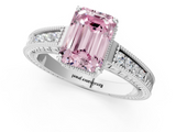 White gold Fancy Pink Emerald  Cut Milgrain Channel Set Engagement Ring with Solitaire Prong Setting_80