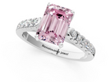 White gold Fancy Pink Emerald  Cut Pavé Band Solitaire Ring with Four-Prong Setting_22