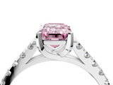 White gold Fancy Pink Emerald  Cut Pavé Band Solitaire Ring with Four-Prong Setting_29