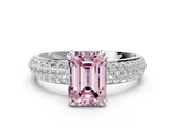 White gold Fancy Pink Emerald  Cut Pave Diamond Engagement Ring with Channel Set Band and Four-Prong Setting_20