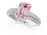 White gold Fancy Pink Emerald  Cut Pave Diamond Engagement Ring with Channel Set Band and Four-Prong Setting_21