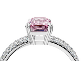 White gold Fancy Pink Emerald  Cut Pave Diamond Engagement Ring with Channel Set Band and Four-Prong Setting_24