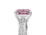 White gold Fancy Pink Emerald  Cut Pave Diamond Engagement Ring with Channel Set Band and Four-Prong Setting_25