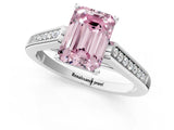 White gold Fancy Pink Emerald Cut Solitaire Cathedral Diamond Engagement Ring with Channel-Set Band and Four-Prong Setting_16