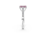 White gold Fancy Pink Emerald Cut Solitaire Cathedral Diamond Engagement Ring with Channel-Set Band and Four-Prong Setting_17