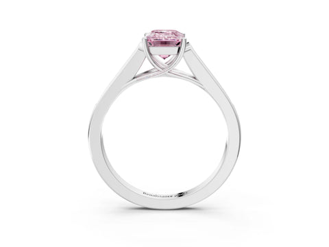 White gold Fancy Pink Emerald Cut Solitaire Cathedral Diamond Engagement Ring with Channel-Set Band and Four-Prong Setting_18