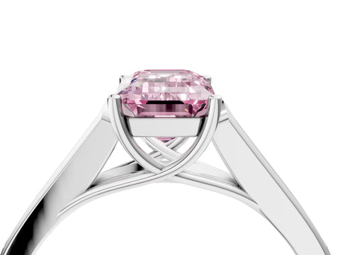 White gold Fancy Pink Emerald Cut Solitaire Cathedral Diamond Engagement Ring with Channel-Set Band and Four-Prong Setting_19
