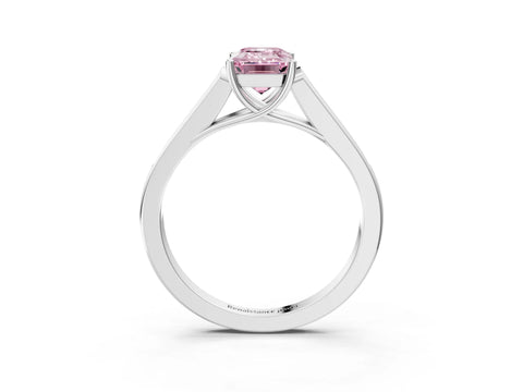 White gold Fancy Pink Emerald Cut Solitaire Cathedral Diamond Engagement Ring with Channel-Set Band and Four-Prong Setting_6