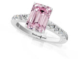 White gold Fancy Pink Emerald Cut Solitaire Diamond Engagement Ring with Pavé Band and Six-Prong Setting_13