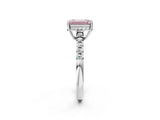 White gold Fancy Pink Emerald Cut Solitaire Diamond Engagement Ring with Pavé Band and Six-Prong Setting_14