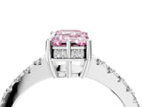 White gold Fancy Pink Emerald Cut Solitaire Diamond Engagement Ring with Pavé Band and Six-Prong Setting_16
