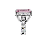 White gold Fancy Pink Emerald Cut Solitaire Diamond Engagement Ring with Pavé Band and Six-Prong Setting_17