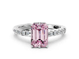 White gold Fancy Pink Emerald Cut Solitaire Diamond Engagement Ring with Pavé Band and Six-Prong Setting_24