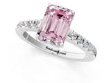 White gold Fancy Pink Emerald Cut Solitaire Diamond Engagement Ring with Pavé Band and Six-Prong Setting_25