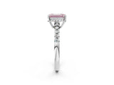 White gold Fancy Pink Emerald Cut Solitaire Diamond Engagement Ring with Pavé Band and Six-Prong Setting_26