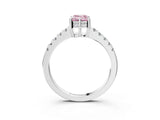 White gold Fancy Pink Emerald Cut Solitaire Diamond Engagement Ring with Pavé Band and Six-Prong Setting_27
