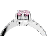 White gold Fancy Pink Emerald Cut Solitaire Diamond Engagement Ring with Pavé Band and Six-Prong Setting_28