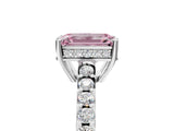 White gold Fancy Pink Emerald Cut Solitaire Diamond Engagement Ring with Pavé Band and Six-Prong Setting_29