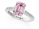 White gold Fancy Pink Emerald  Cut Solitaire Diamond Engagement Ring with Pave Band and Four-Prong Setting_165