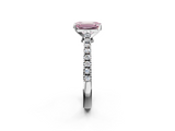 White gold Fancy Pink Emerald  Cut Solitaire Diamond Engagement Ring with Pave Band and Four-Prong Setting_166