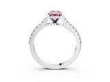 White gold Fancy Pink Emerald  Cut Solitaire Diamond Engagement Ring with Pave Band and Four-Prong Setting_167