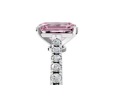 White gold Fancy Pink Emerald  Cut Solitaire Diamond Engagement Ring with Pave Band and Four-Prong Setting_169