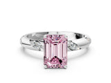 White gold Fancy Pink Emerald Cut Solitaire Diamond Engagement Ring with Twisted Pave Band and Four-Prong Setting_19