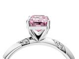 White gold Fancy Pink Emerald Cut Solitaire Diamond Engagement Ring with Twisted Pave Band and Four-Prong Setting_23