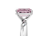 White gold Fancy Pink Emerald Cut Solitaire Diamond Engagement Ring with Twisted Pave Band and Four-Prong Setting_24
