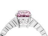 White gold Fancy Pink Emerald Cut Solitaire Diamond Ring with Infinity Twist Band and Four-Prong Setting_4