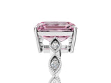 White gold Fancy Pink Emerald Cut Solitaire Diamond Ring with Infinity Twist Band and Four-Prong Setting_5
