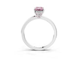 White gold Fancy Pink Emerald Cut Solitaire Diamond Ring with Prong Setting and Plain Band_15