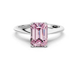 White gold Fancy Pink Emerald Cut Solitaire Diamond Ring with Six-Prong Setting and Classic Band_180