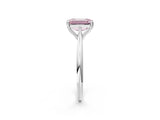 White gold Fancy Pink Emerald Cut Solitaire Diamond Ring with Six-Prong Setting and Classic Band_254