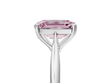 White gold Fancy Pink Emerald Cut Solitaire Diamond Ring with Six-Prong Setting and Classic Band_257