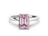 White gold Fancy Pink Emerald Cut Solitaire Diamond Ring with Six-Prong Setting and Classic Band_37