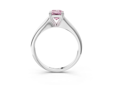 White gold Fancy Pink Emerald Cut Solitaire Diamond Ring with Six-Prong Setting and Classic Band_3