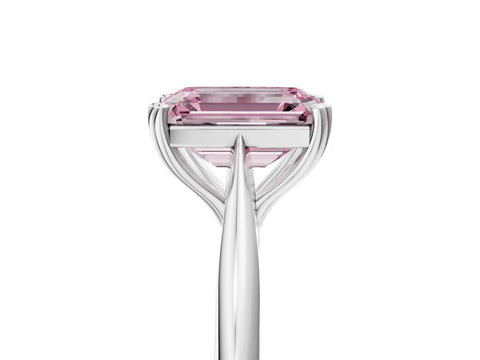 White gold Fancy Pink Emerald Cut Solitaire Diamond Ring with Six-Prong Setting and Classic Band_5